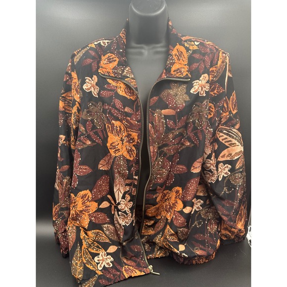 Blair Jackets & Blazers - Blair Floral Print Zip Up Jacket Large Women's Fall Autumn Warm Tone Lightweight